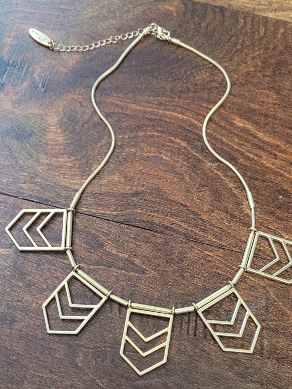 (12) PLUNDER Gold-Toned Chevron Statement Necklaces